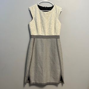 NWT J.Crew Mixed Tweed Diamond Print Cap Sleeve Midi Sheath Dress